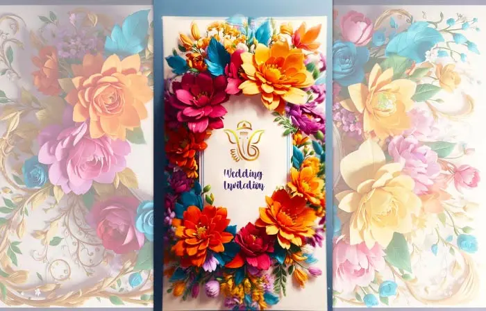 Vibrant Royal 3D Floral Hindu Wedding Online Invitation Design Instagram Story